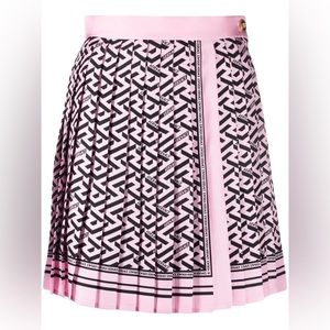 Versace La Greca print pleated miniskirt